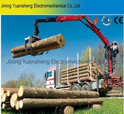 China Manufacturer 4 Ton Hydraulic Truck Mounted Mobile Knuckle Crane with Wood Grabber