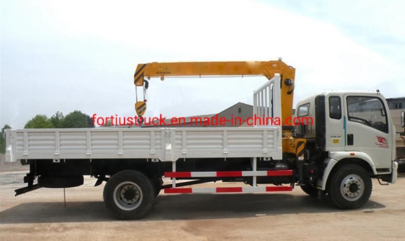 Cnhtc Light Duty Truck 4X2 6wheeler 6t 8t 10t 12t Hydraulic Telescopic Boom Crane Mounted Cargo Camion Truck Factory Price