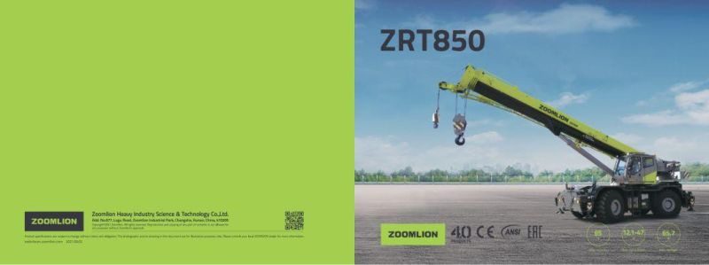 Zoomlion Zrt850 85 Ton Rough Terrain Crane