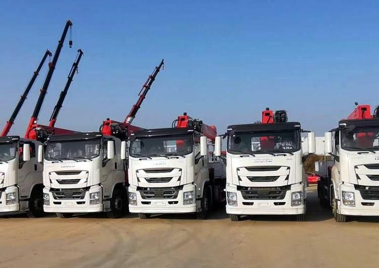 Isuzu 6X4 8X4 16tons 14tons 12tons Straight Boom Arm Crane Truck with High Position Seat for Heavy Duty Equipments Delivery