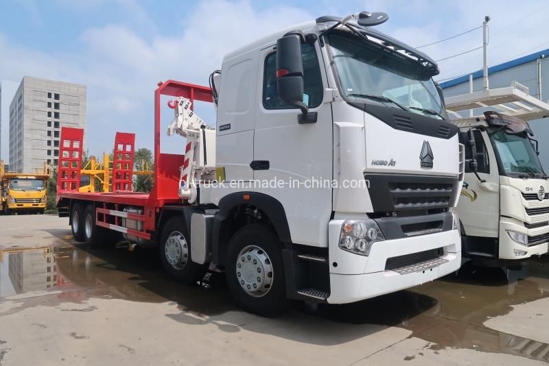 HOWO A7 Model 8X4 Flat Bed Truck Mounted Crane