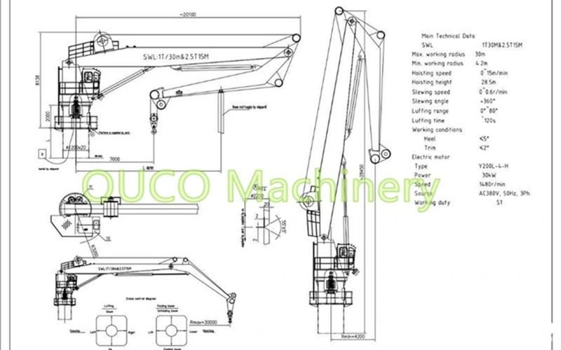 Knuckle Boom Marine Ship Crane with 30m Working Radius