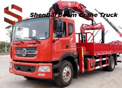 Hot Sale Dongfeng 4X2 Cargo Truck Install Shenbai 8 Ton Folding Boom Crane with Brick Clamp