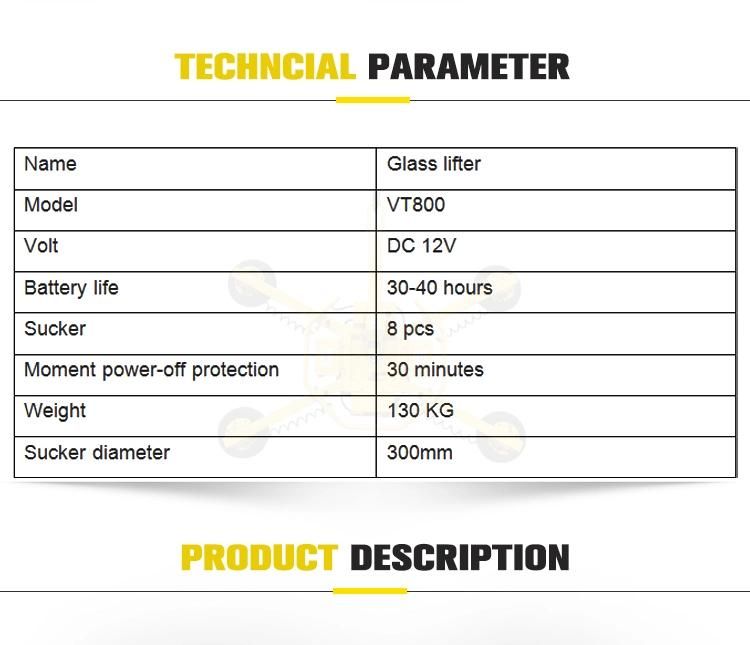 Wireless Remote Control DC Vacuum Glass Lifter