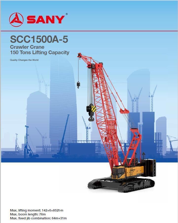 China Famouns Brand Scc1500A-5 150t Cralwer Crane for Bridge