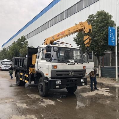 4X2 Dongfeng 170 HP 5 Tons 6.3 Tons to 8 Tons Straight Arm Truck with Crane with Dumper Tipper Bucket