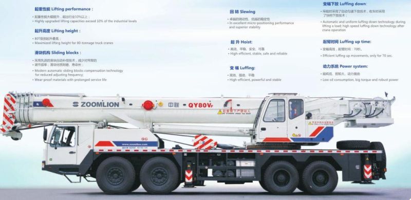 Zoomlion Qy80V 80 Ton Hydraulic Truck Mobile Crane for Sale