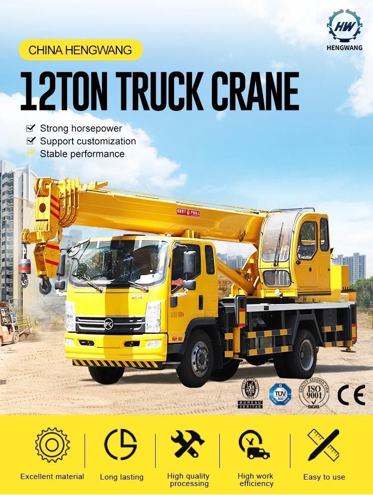 12 Ton Truck Crane Mounted Straight Boom Pickup Truck Lift Crane Heavy Crane Truck