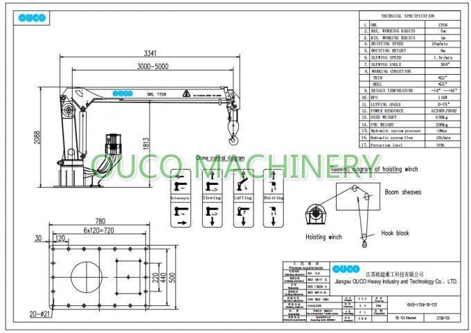 Ouco 1ton5meter Stiff Boom Marine Crane for Yacht