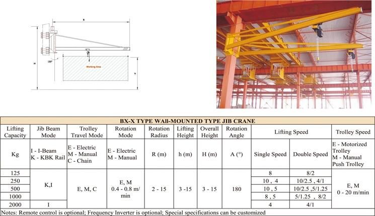 250kg 500kg 1000kg Small Mini Jib Crane Manufacturer Price