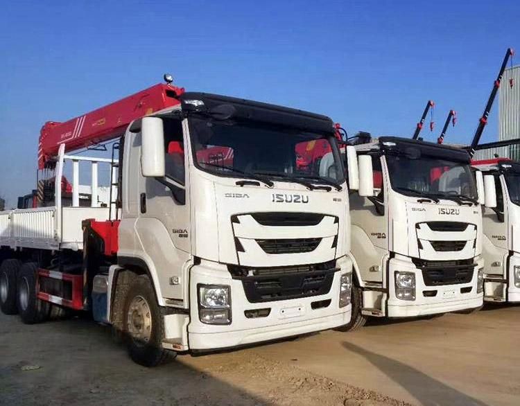 Isuzu 6X4 8X4 16tons 14tons 12tons Straight Boom Arm Crane Truck with High Position Seat for Heavy Duty Equipments Delivery