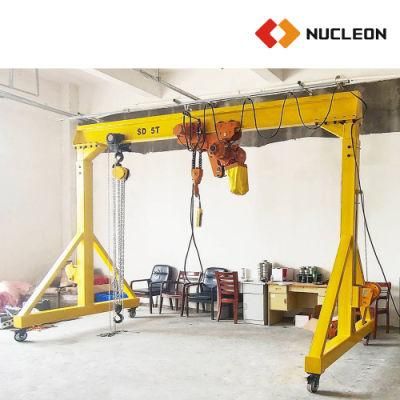 Garage Engine Motor Lifting Mini Mobile One Ton Steel Gantry Crane for Sale