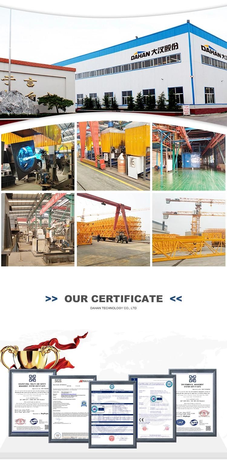 H5613 6t Boom Length 56 Meters Korean Nude Photo Tower Crane Flat Top Tower Crane Height Tonnage Can Be Customized Crane
