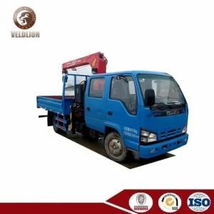 Isuzu 600p Double Cab Small 120HP 3.2t Lift Crane Truck 4 Ton Small Straight Arm Crane Truck Mounted Crane for Sale