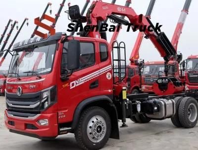 Hot Sale Dongfeng 4X2 Truck Install Shenbai 4 Ton Hydraulic Knuckle Boom Crane with Wood Grabber