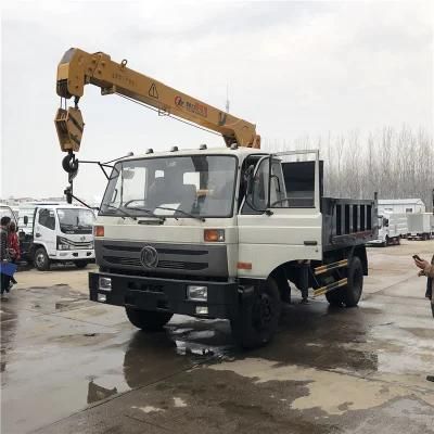 4X2 Dongfeng 170 HP 6.3 Tons to 8 Tons Straight Arm Truck with Crane with Dump Tipper Bucket