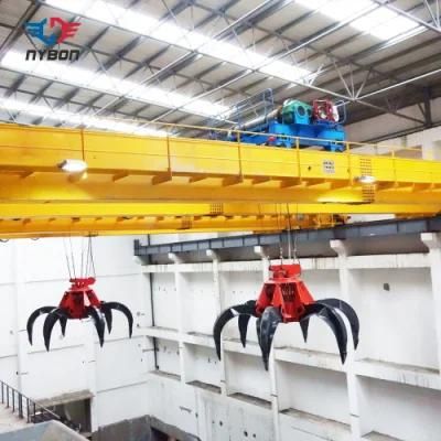 Qz Double Girder Grab Bucket Overhead Bridge Crane for Metal Scrap Factory