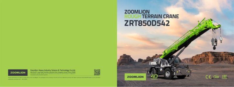 Zoomlion Zrt850d542 85 Ton Rough Terrain Crane