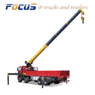 Dongfeng 10 Ton Self Loading Flatbed Lifter Boom Truck / Truck Crane with Twist Locks for Containers Lifting