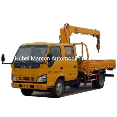 Isuzu Double Cabin 98HP Euro 6 Truck Crane 3ton 5ton Straight Boom Crane Mounted Truck for Brazil