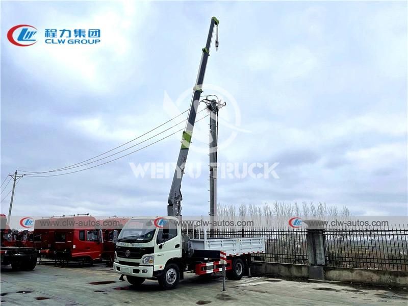 Foton Hydraulic Telescopic Boom Crane Truck Mounted 5tons Crane Cargo Truck with 4 Stages Crane