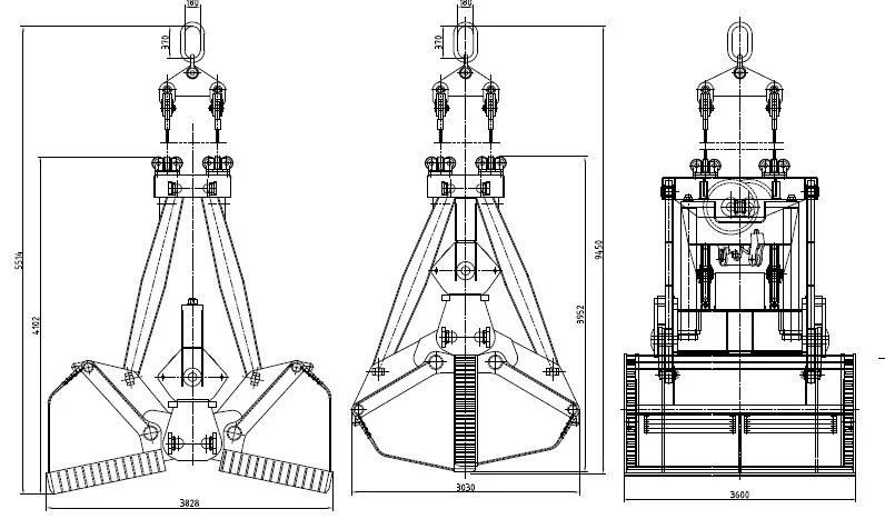 Single Rope Remote Control Crane Grab Clamshell Buckets