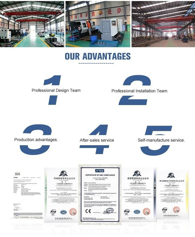 CE Approved 3t 5t 10t 15t Remote Control Construction Equipment Travel Factory Workshop Eot Single Double Girder Beam Overhead Crane with Steel Wire Rope Hoist